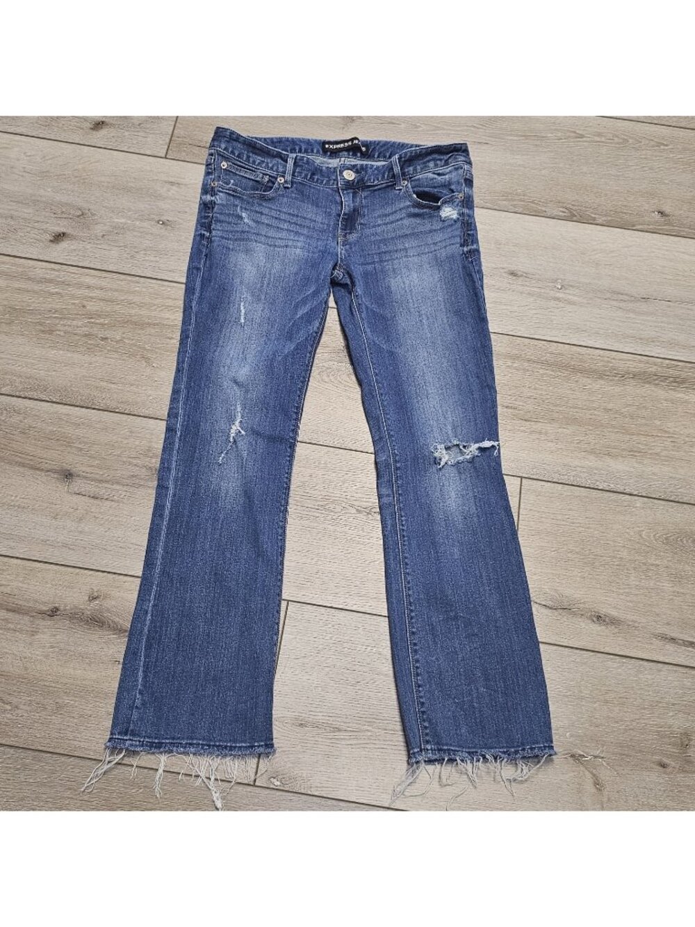 Express Barely Boot Stella Low Rise Medium Wash Denim Size 10 S